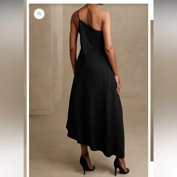 banana republic one shoulder black dress Alexis